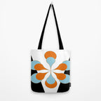 Mid-Century Modern Art 1.4 Aqua Orange Flower Tote Bag Gallery Image 2