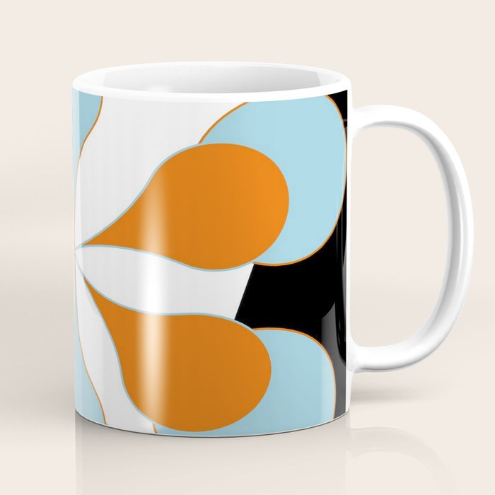 Mid-Century Modern Art 1.4 Aqua Orange Flower Coffee Mug Gallery Image 1