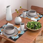 Mid-Century Modern Art 1.4 Aqua Orange Flower Placemat Gallery Image 2