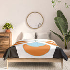 Mid-Century Modern Art 1.4 Aqua Orange Flower Comforter Gallery Image 3