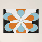 Mid-Century Modern Art 1.4 Aqua Orange Flower Welcome Mat Gallery Image 1