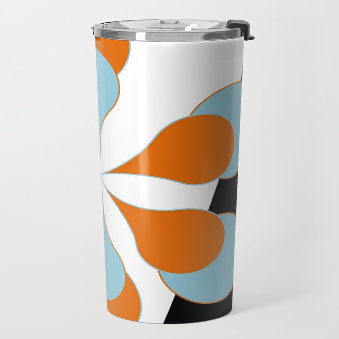 Mid-Century Modern Art 1.4 Aqua Orange Flower Travel Mug Gallery Image 2