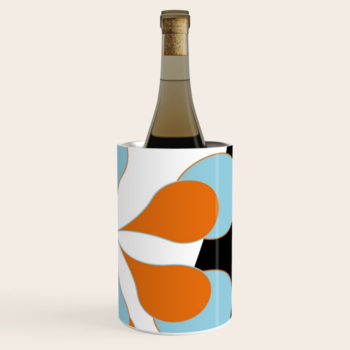 Mid-Century Modern Art 1.4 Aqua Orange Flower Wine Chiller Gallery Image 3