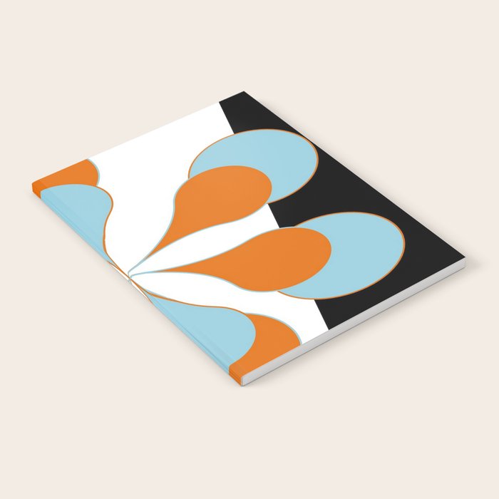 Mid-Century Modern Art 1.4 Aqua Orange Flower Notebook Gallery Image 2