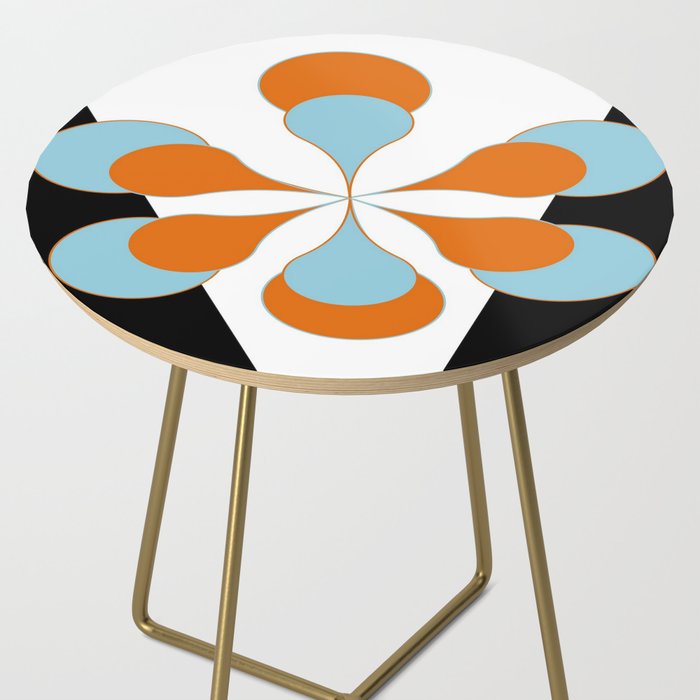 Mid-Century Modern Art 1.4 Aqua Orange Flower Side Table Gallery Image 2