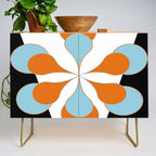 Mid-Century Modern Art 1.4 Aqua Orange Flower Credenza Gallery Image 1