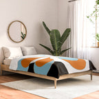 Mid-Century Modern Art 1.4 Aqua Orange Flower Comforter Gallery Image 2