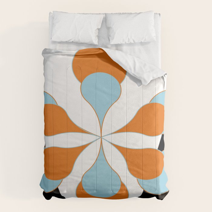 Mid-Century Modern Art 1.4 Aqua Orange Flower Comforter Gallery Image 6