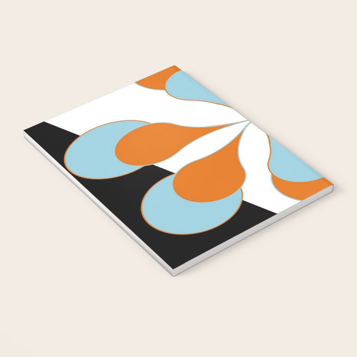 Mid-Century Modern Art 1.4 Aqua Orange Flower Notebook Gallery Image 3