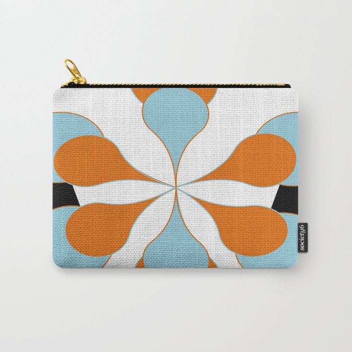 Mid-Century Modern Art 1.4 Aqua Orange Flower Carry All Pouch Gallery Image 1