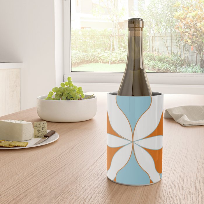 Mid-Century Modern Art 1.4 Aqua Orange Flower Wine Chiller Gallery Image 4