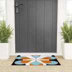 Mid-Century Modern Art 1.4 Aqua Orange Flower Welcome Mat Gallery Image 3