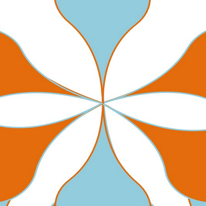 Mid-Century Modern Art 1.4 Aqua Orange Flower Coffee Mug Gallery Image 2