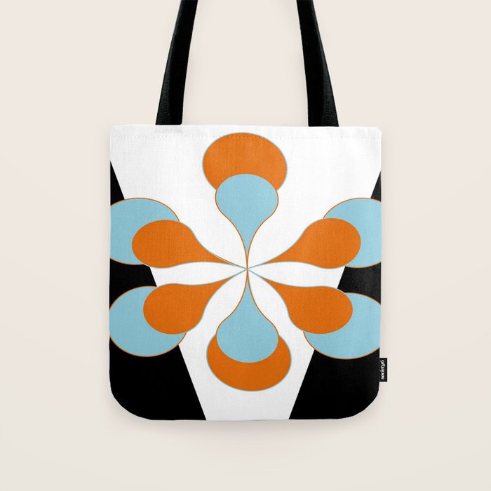 Mid-Century Modern Art 1.4 Aqua Orange Flower Tote Bag Gallery Image 1
