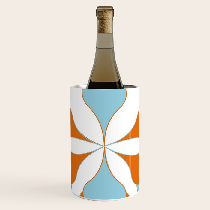 Mid-Century Modern Art 1.4 Aqua Orange Flower Wine Chiller Gallery Image 1