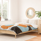 Mid-Century Modern Art 1.4 Aqua Orange Flower Duvet Cover Gallery Image 2