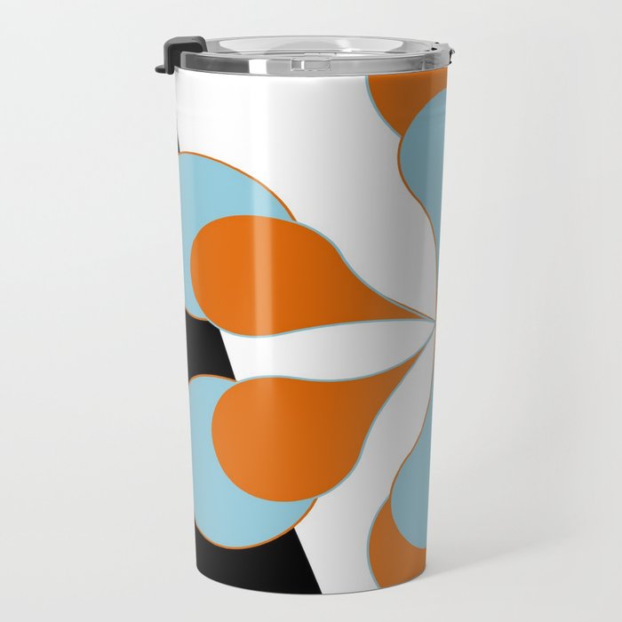 Mid-Century Modern Art 1.4 Aqua Orange Flower Travel Mug Gallery Image 3