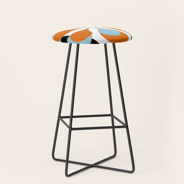 Mid-Century Modern Art 1.4 Aqua Orange Flower Stool Gallery Image 1
