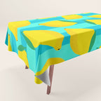 Le citron - lemon fruit market poster on aqua and turquoise stripes Tablecloth Gallery Image 1