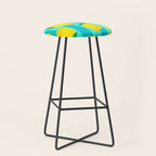 Le citron - lemon fruit market poster on aqua and turquoise stripes Stool Gallery Image 1