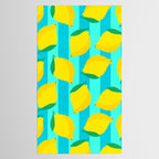 Le citron - lemon fruit market poster on aqua and turquoise stripes Tablecloth Gallery Image 2