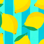 Le citron - lemon fruit market poster on aqua and turquoise stripes Coffee Mug Gallery Image 2