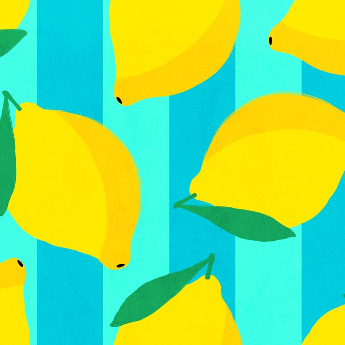 Le citron - lemon fruit market poster on aqua and turquoise stripes Coffee Mug Gallery Image 2