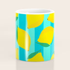 Le citron - lemon fruit market poster on aqua and turquoise stripes Coffee Mug Gallery Image 4
