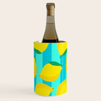 Le citron - lemon fruit market poster on aqua and turquoise stripes Wine Chiller Gallery Image 3