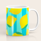 Le citron - lemon fruit market poster on aqua and turquoise stripes Coffee Mug Gallery Image 1