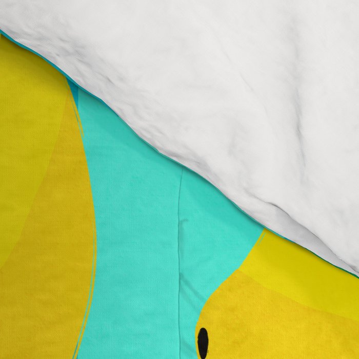 Le citron - lemon fruit market poster on aqua and turquoise stripes Comforter Gallery Image 4