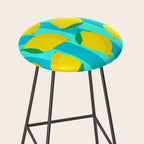 Le citron - lemon fruit market poster on aqua and turquoise stripes Stool Gallery Image 2