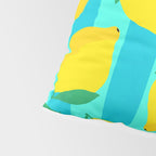 Le citron - lemon fruit market poster on aqua and turquoise stripes Pillow Sham Gallery Image 4