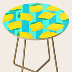 Le citron - lemon fruit market poster on aqua and turquoise stripes Side Table Gallery Image 2