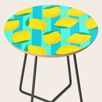 Le citron - lemon fruit market poster on aqua and turquoise stripes Side Table Gallery Image 2
