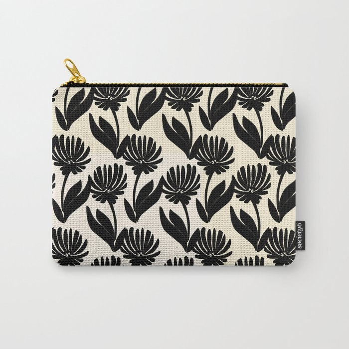 Black Botanical Floral Silhouette  Carry All Pouch Gallery Image 1