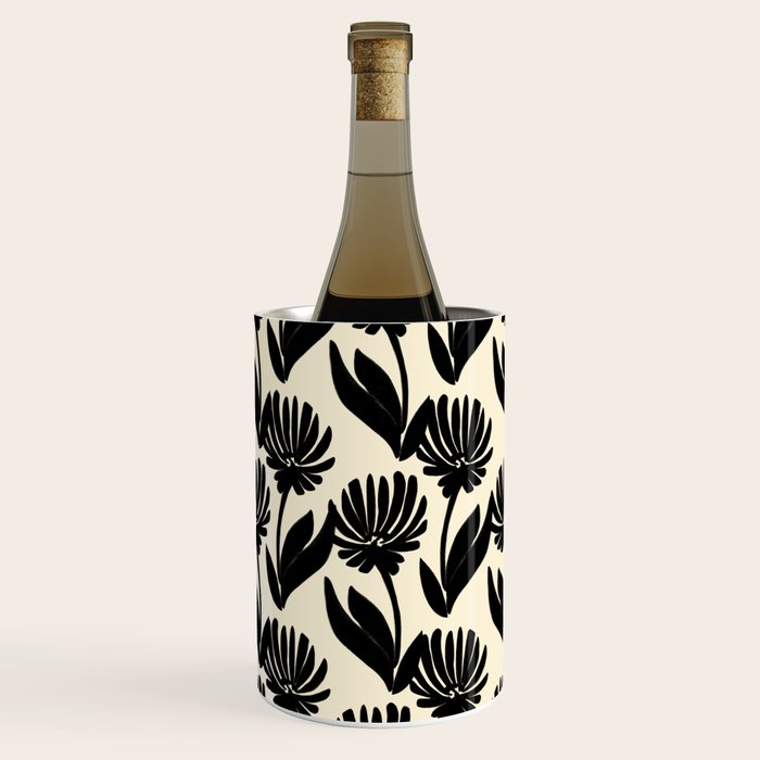 Black Botanical Floral Silhouette  Wine Chiller Gallery Image 3