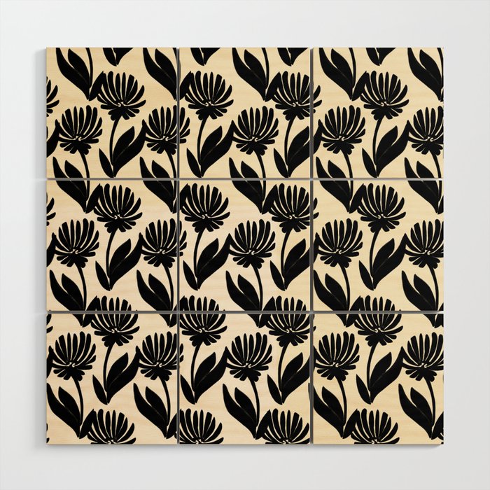 Black Botanical Floral Silhouette  Wood Wall Art Gallery Image 1