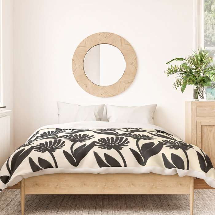 Black Botanical Floral Silhouette  Duvet Cover Gallery Image 3