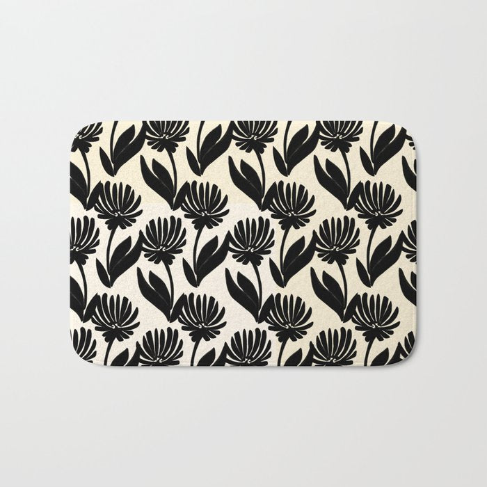 Black Botanical Floral Silhouette  Bath Mat Gallery Image 1