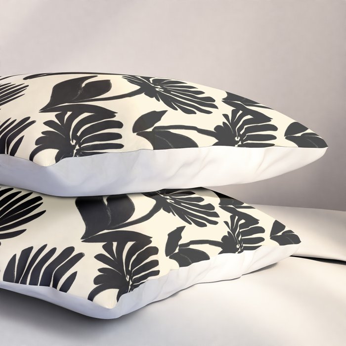 Black Botanical Floral Silhouette  Pillow Sham Gallery Image 3