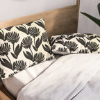 Black Botanical Floral Silhouette  Pillow Sham Gallery Image 2