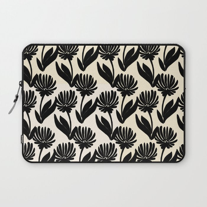 Black Botanical Floral Silhouette  Laptop Sleeve Gallery Image 1