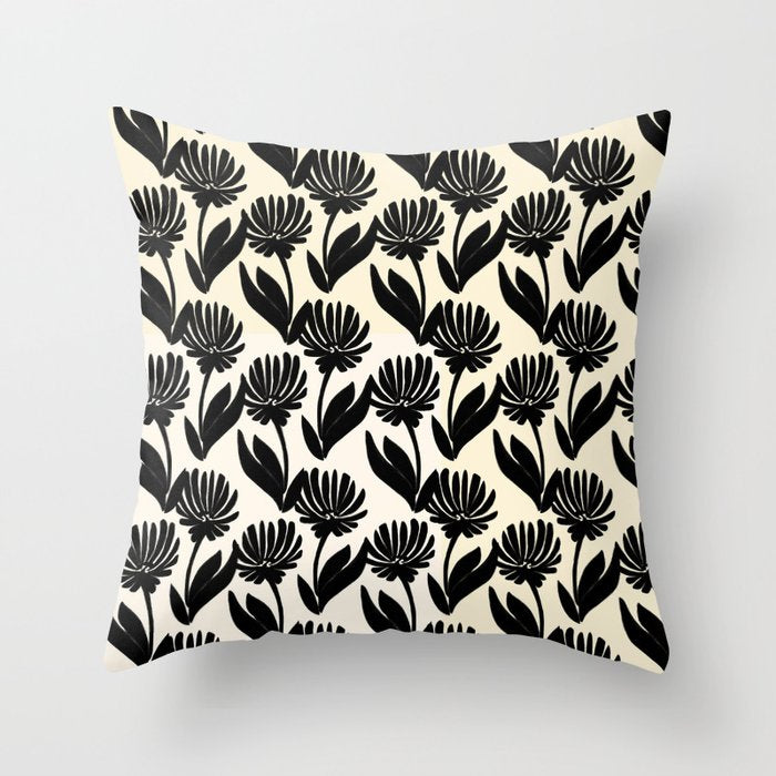 Black Botanical Floral Silhouette  Throw Pillow Gallery Image 6