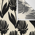 Black Botanical Floral Silhouette  Wall Tapestry Gallery Image 3