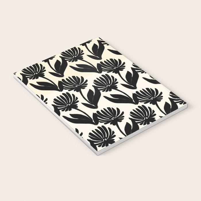 Black Botanical Floral Silhouette  Notebook Gallery Image 3