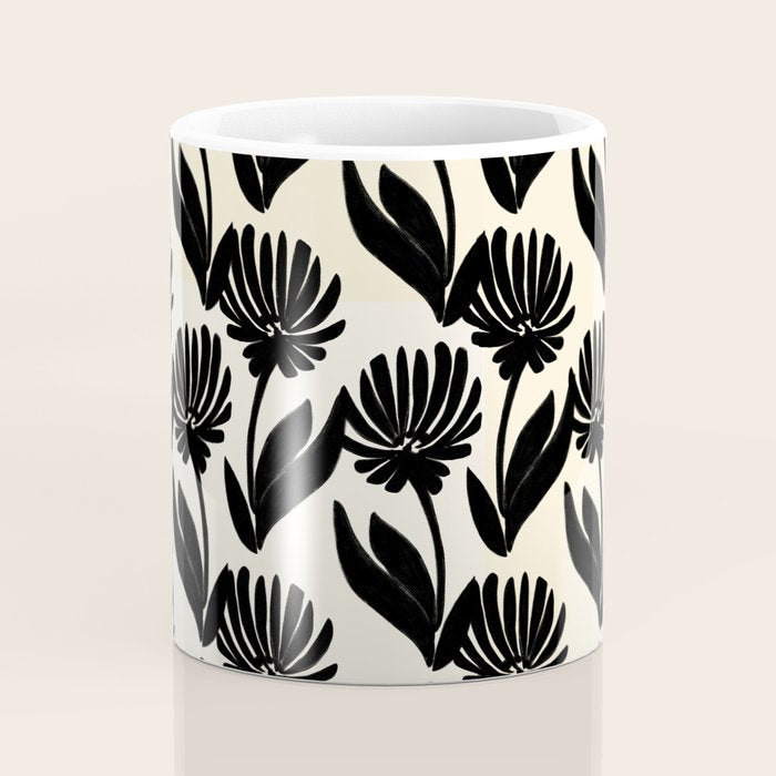Black Botanical Floral Silhouette  Coffee Mug Gallery Image 4