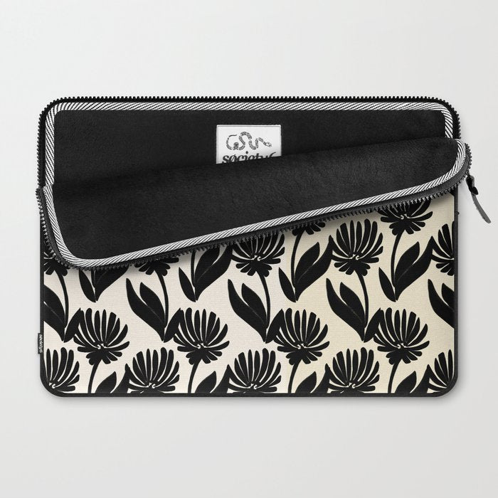 Black Botanical Floral Silhouette  Laptop Sleeve Gallery Image 2