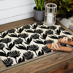 Black Botanical Floral Silhouette  Outdoor Rug Gallery Image 2
