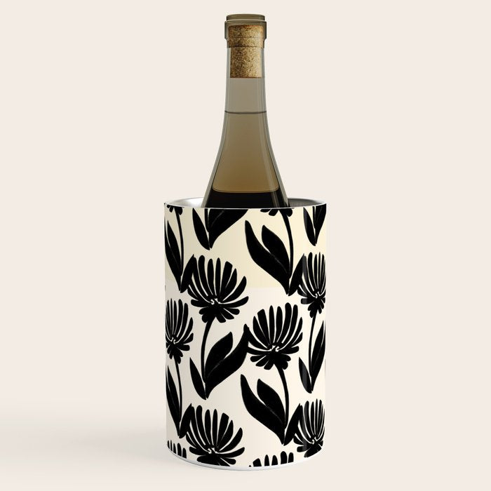 Black Botanical Floral Silhouette  Wine Chiller Gallery Image 2